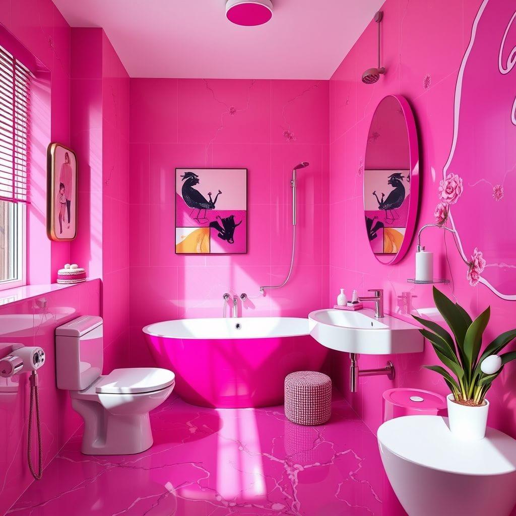Hot Pink bathroom - AI Generated