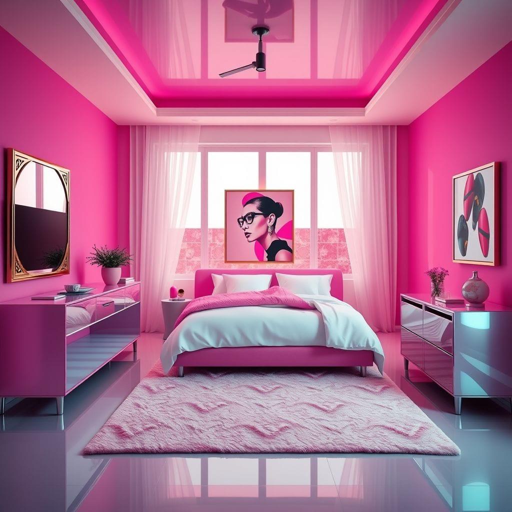 Hot Pink bedroom - AI Generated