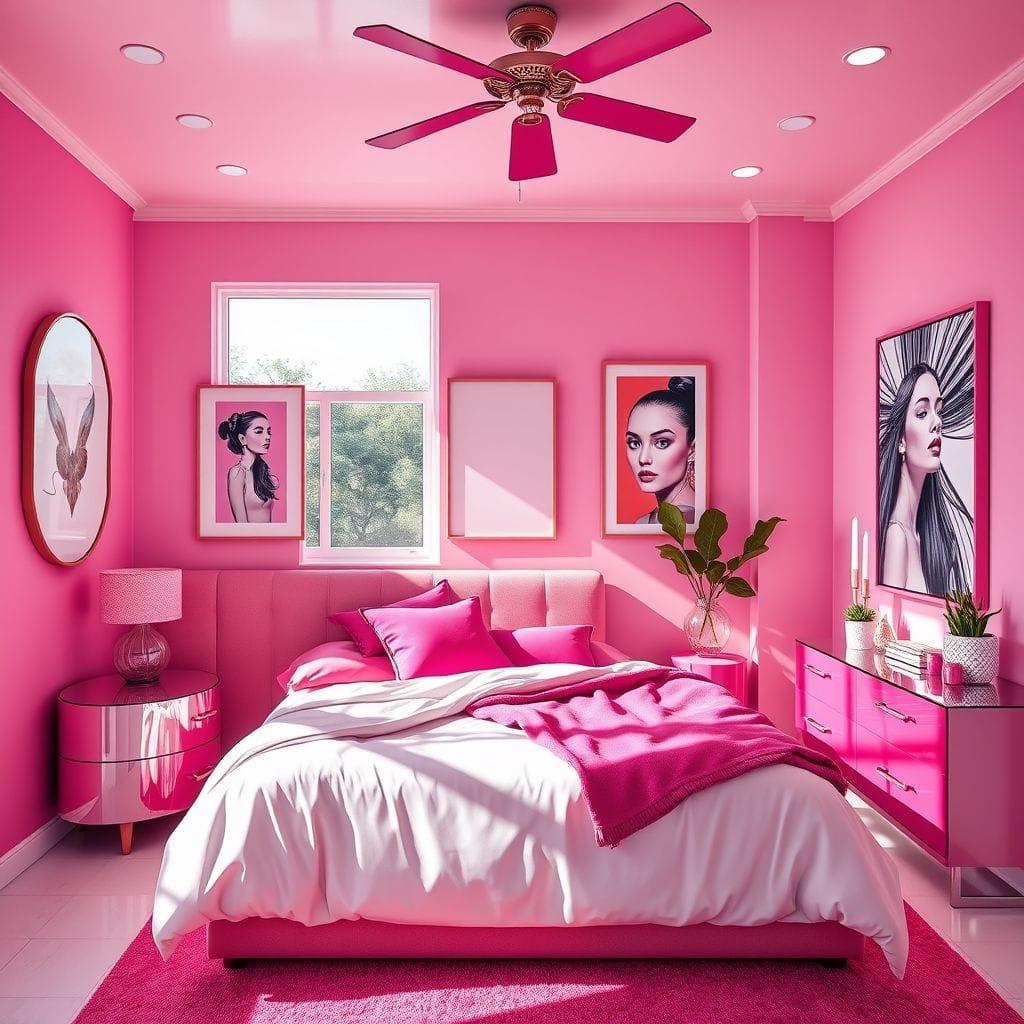 Hot Pink bedroom - AI Generated
