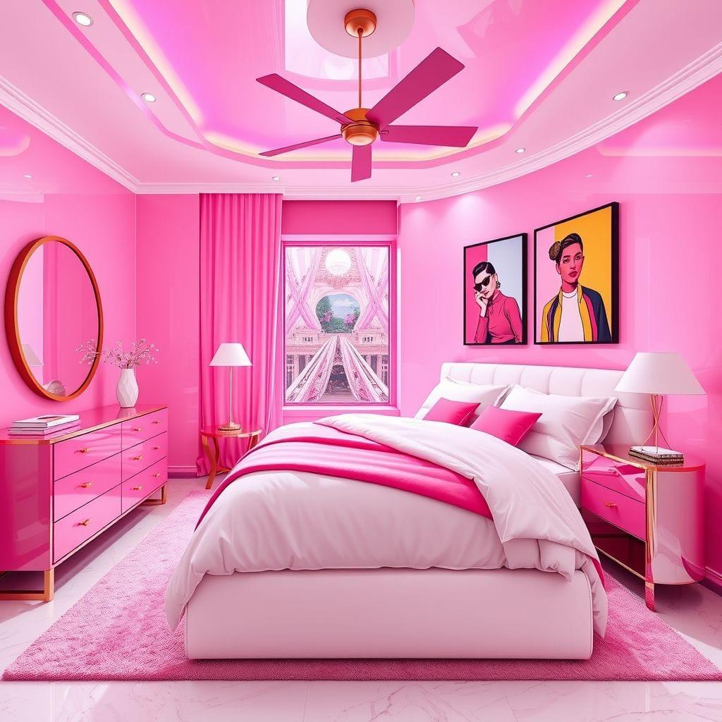 Hot Pink bedroom - AI Generated