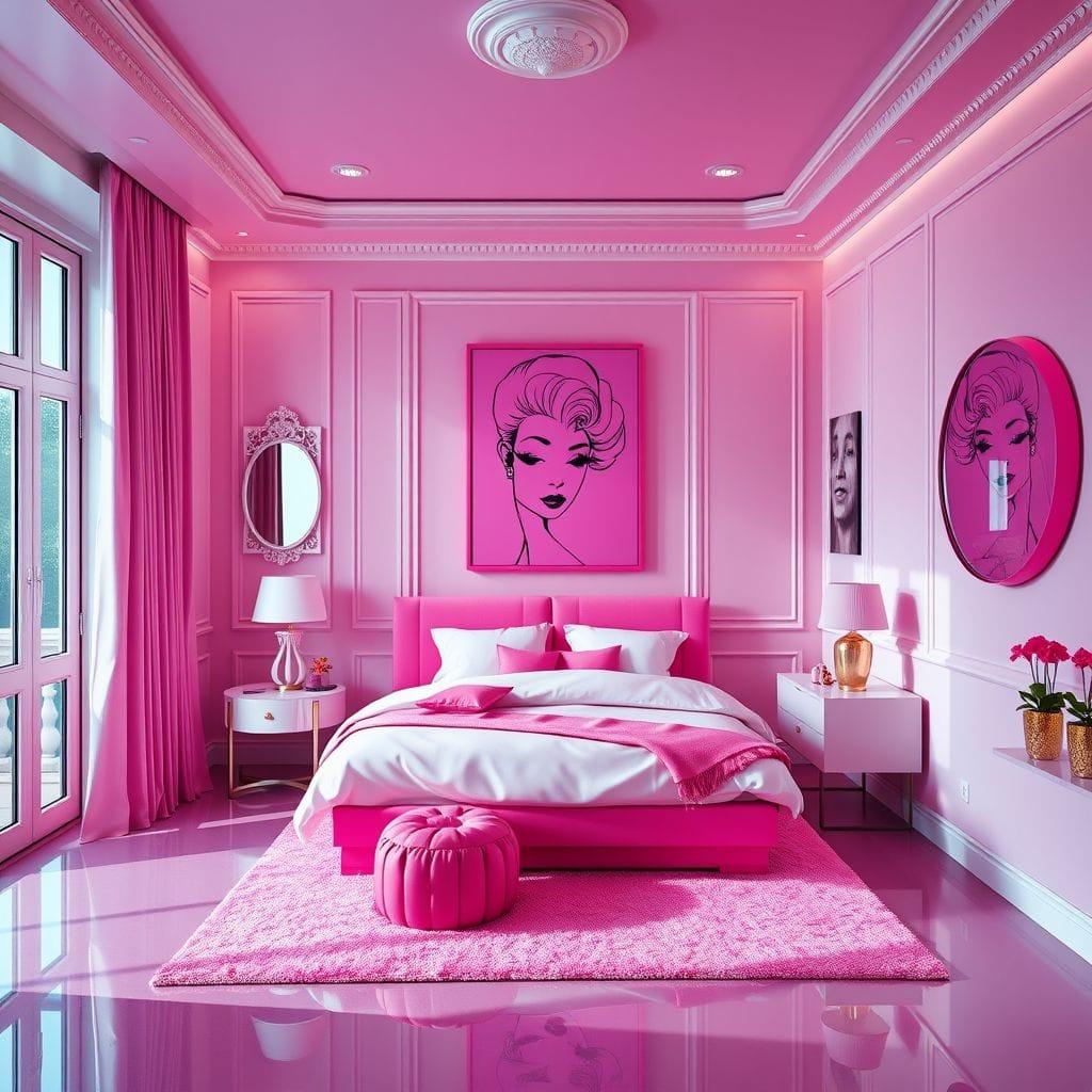 Hot Pink bedroom - AI Generated