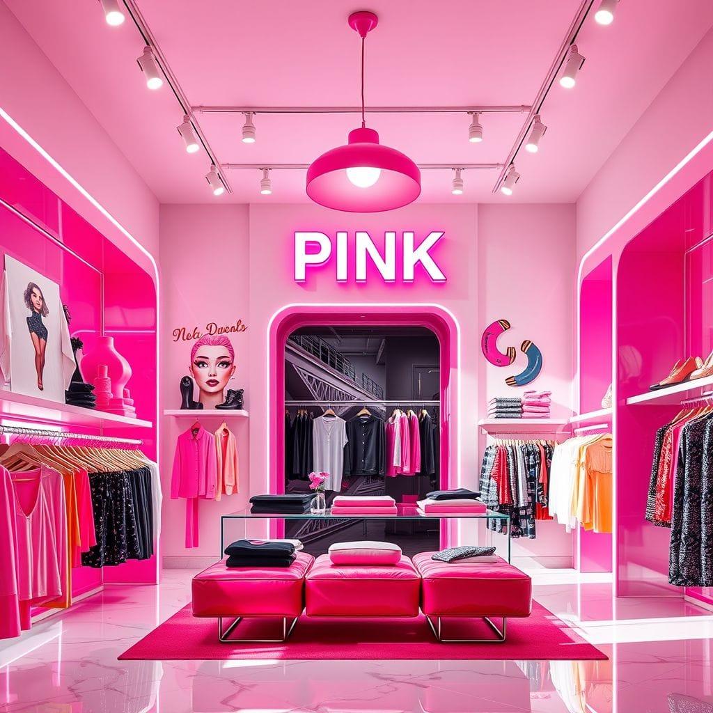 Hot Pink clothing store - AI Generated