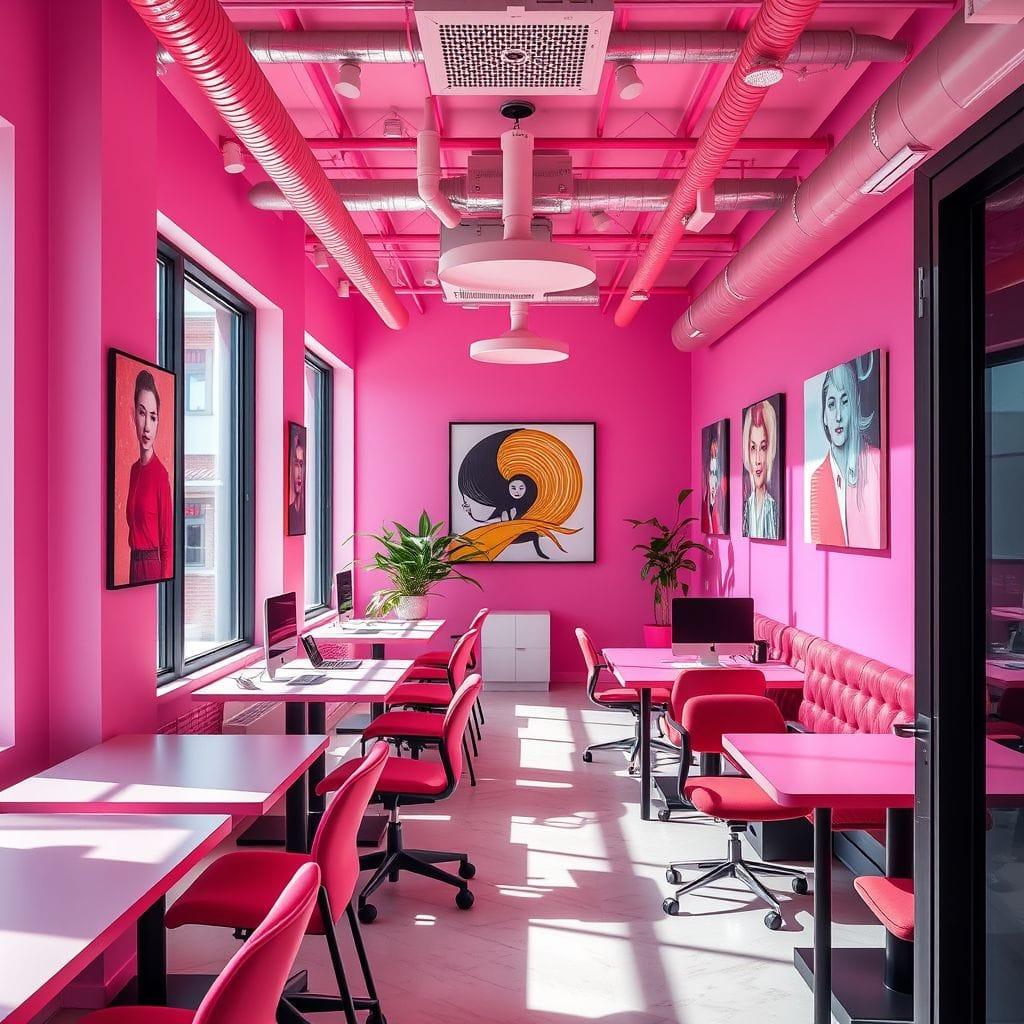 Hot Pink coworking space - AI Generated
