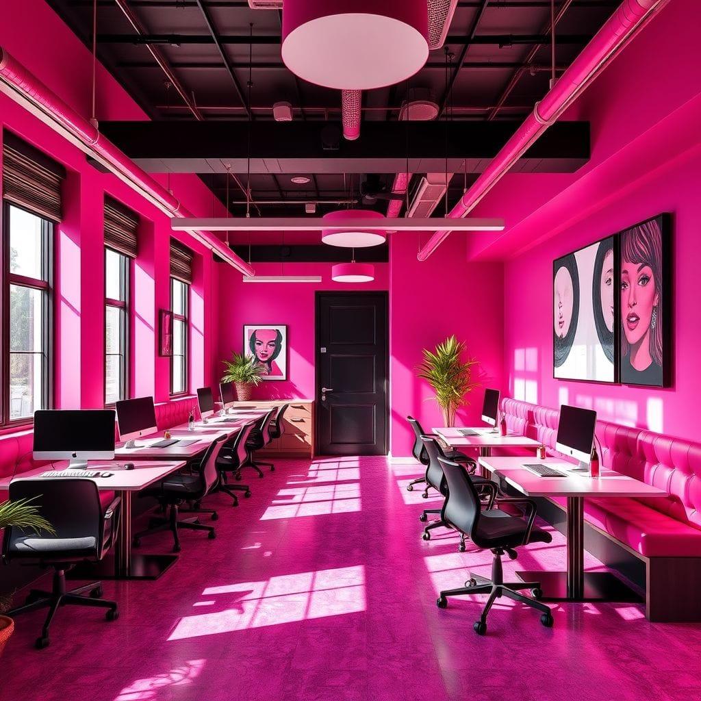 Hot Pink coworking space - AI Generated