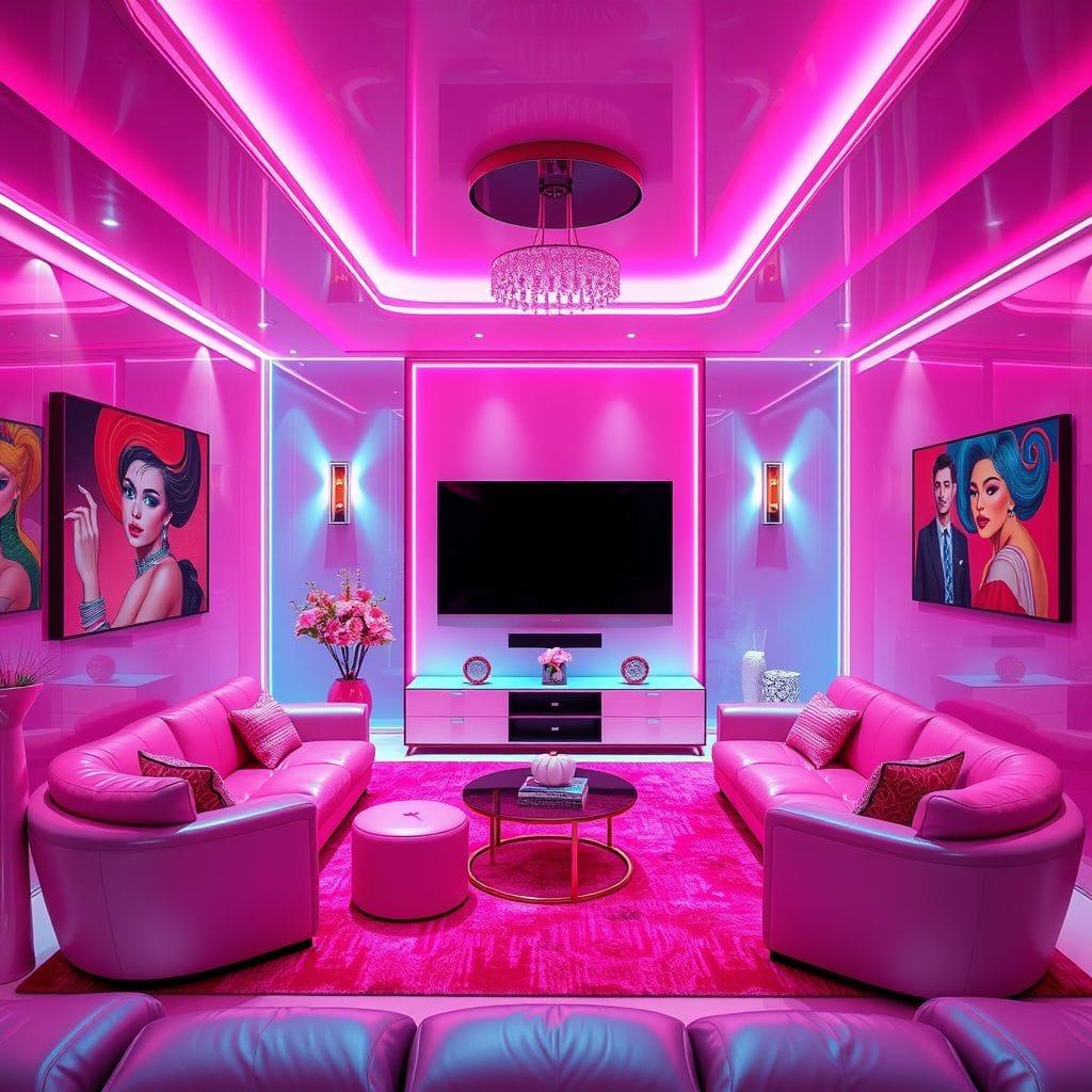 Hot Pink entertainment room - AI Generated