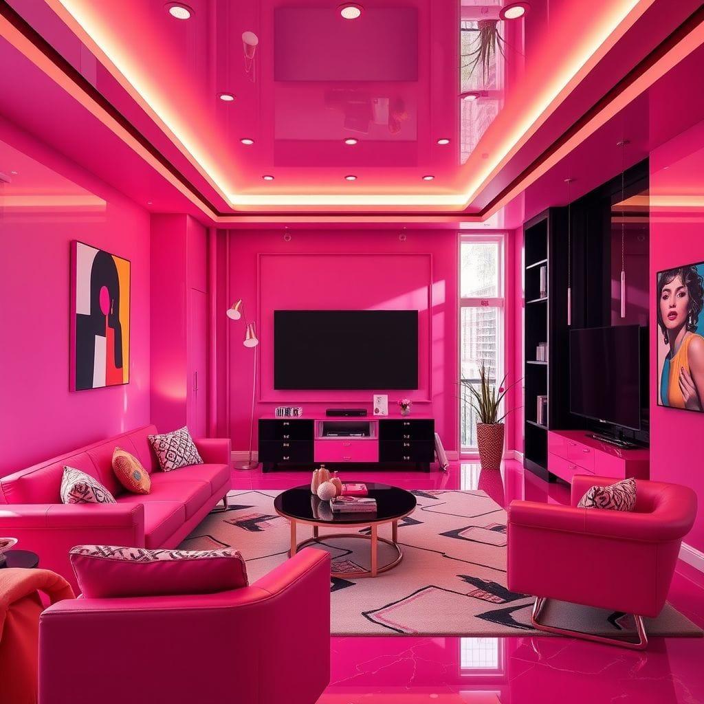 Hot Pink entertainment room - AI Generated