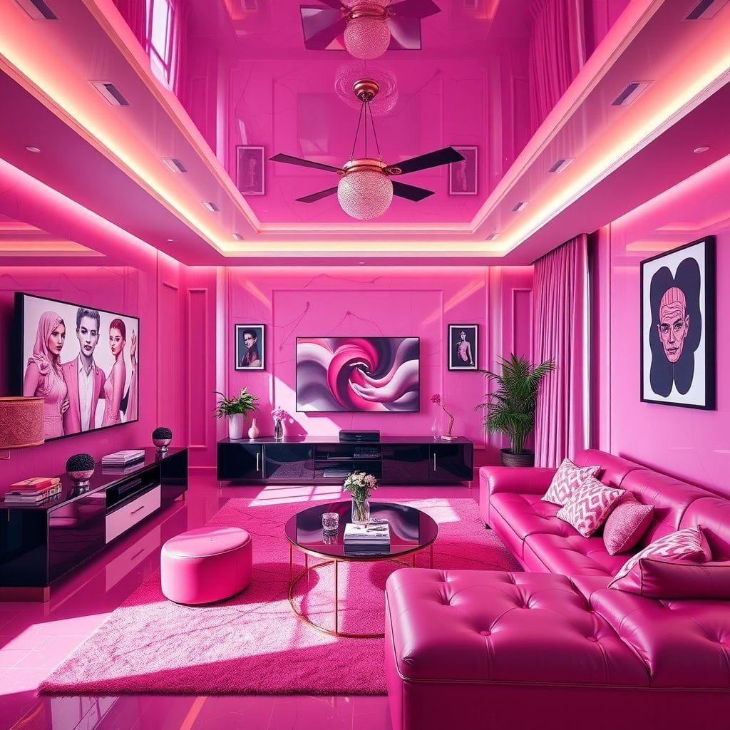 Hot Pink entertainment room - AI Generated