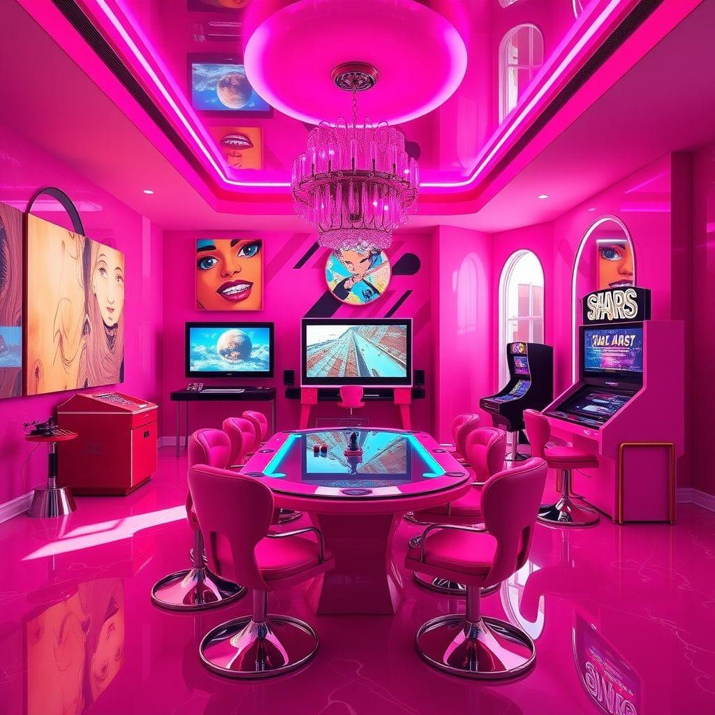 Hot Pink game room - AI Generated