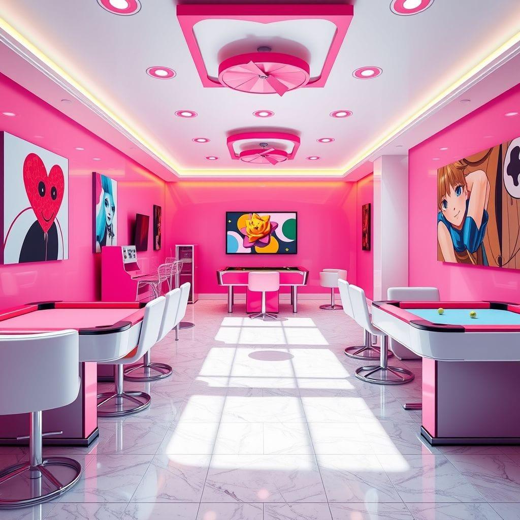 Hot Pink game room - AI Generated