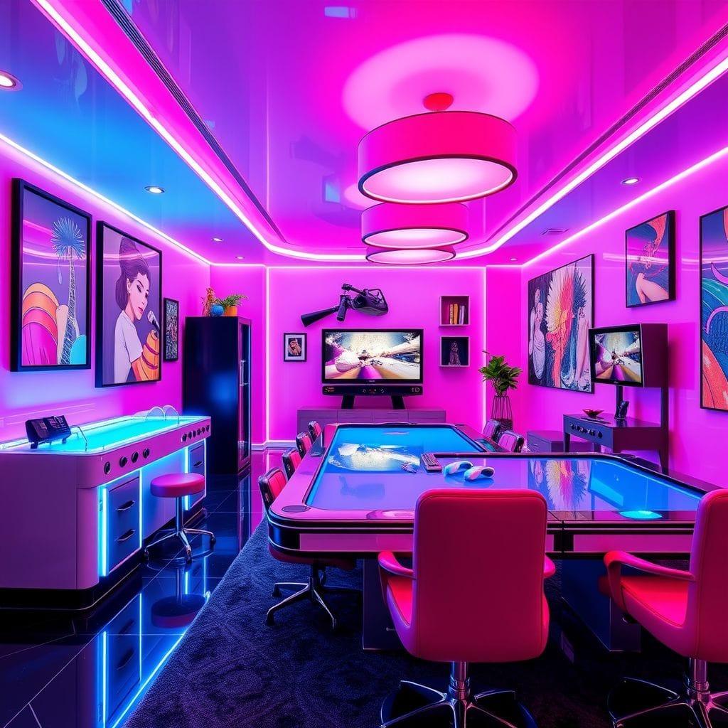 Hot Pink game room - AI Generated