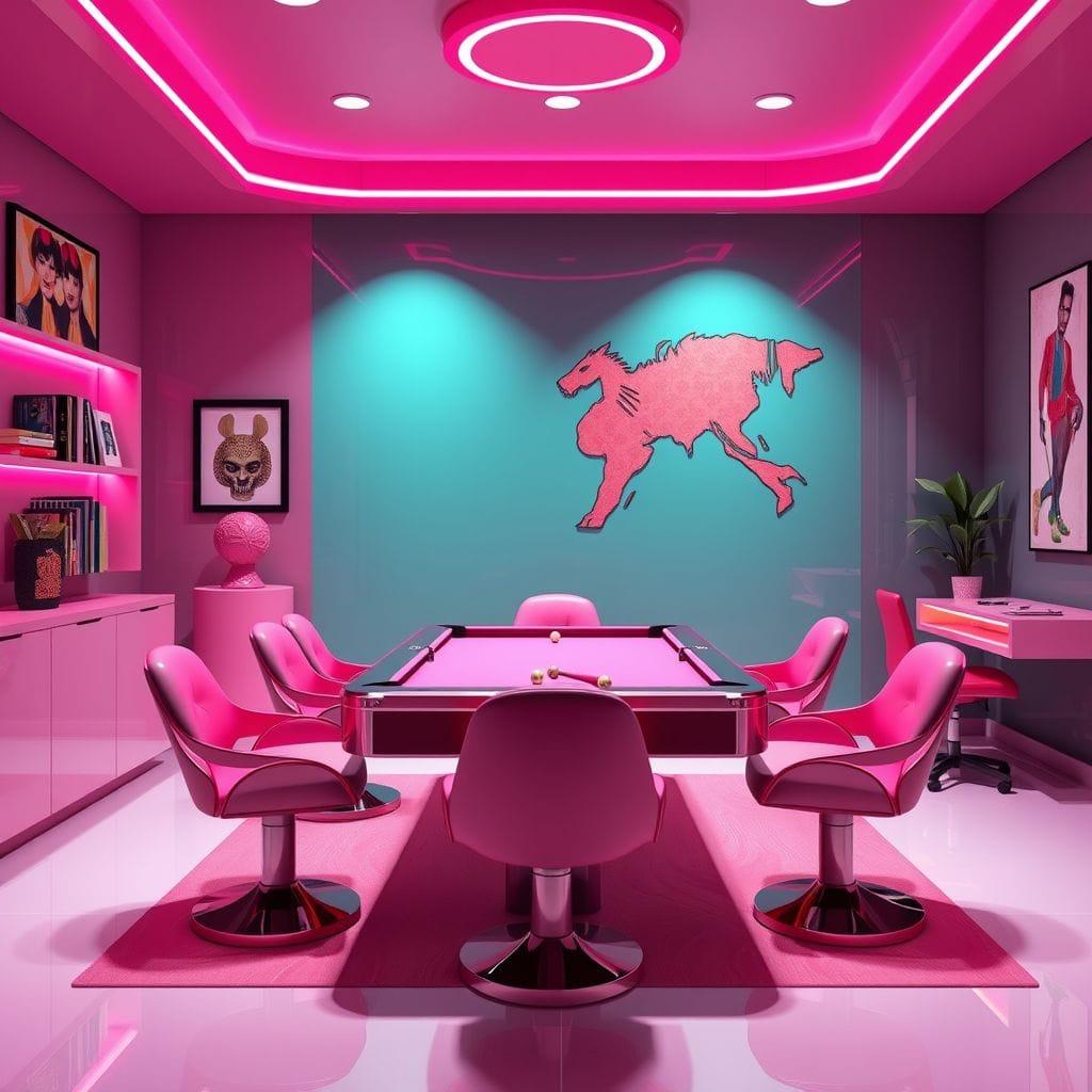 Hot Pink game room - AI Generated