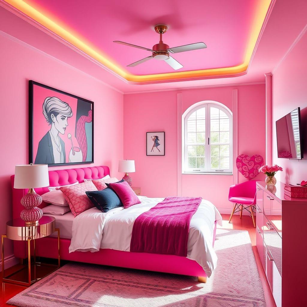 Hot Pink guest room - AI Generated