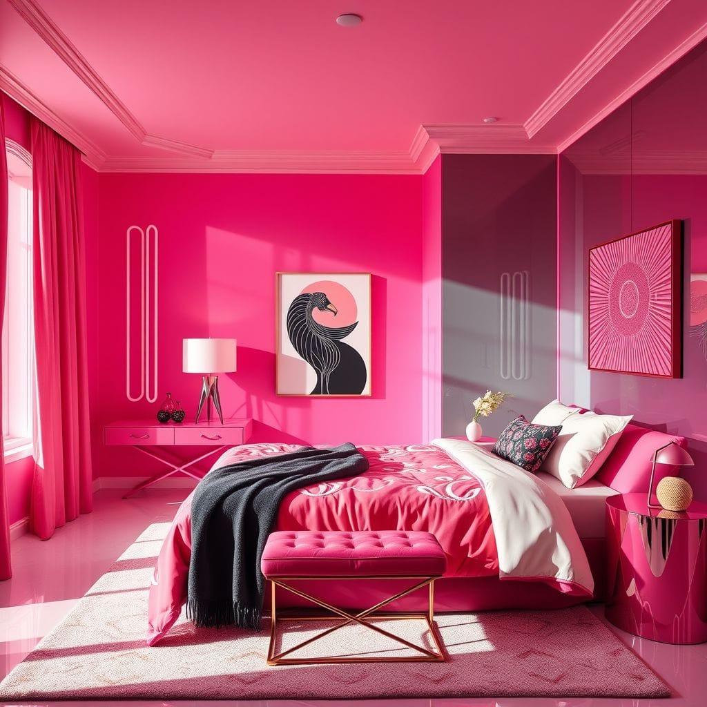 Hot Pink guest room - AI Generated