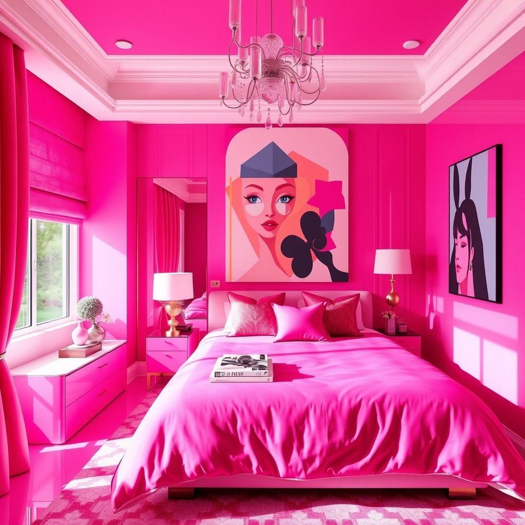 Hot Pink guest room - AI Generated