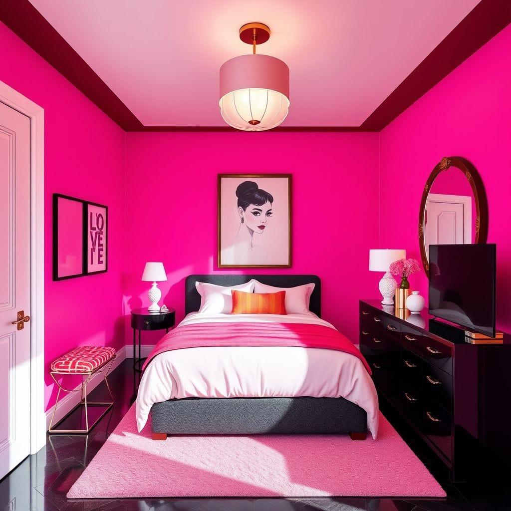 Hot Pink guest room - AI Generated