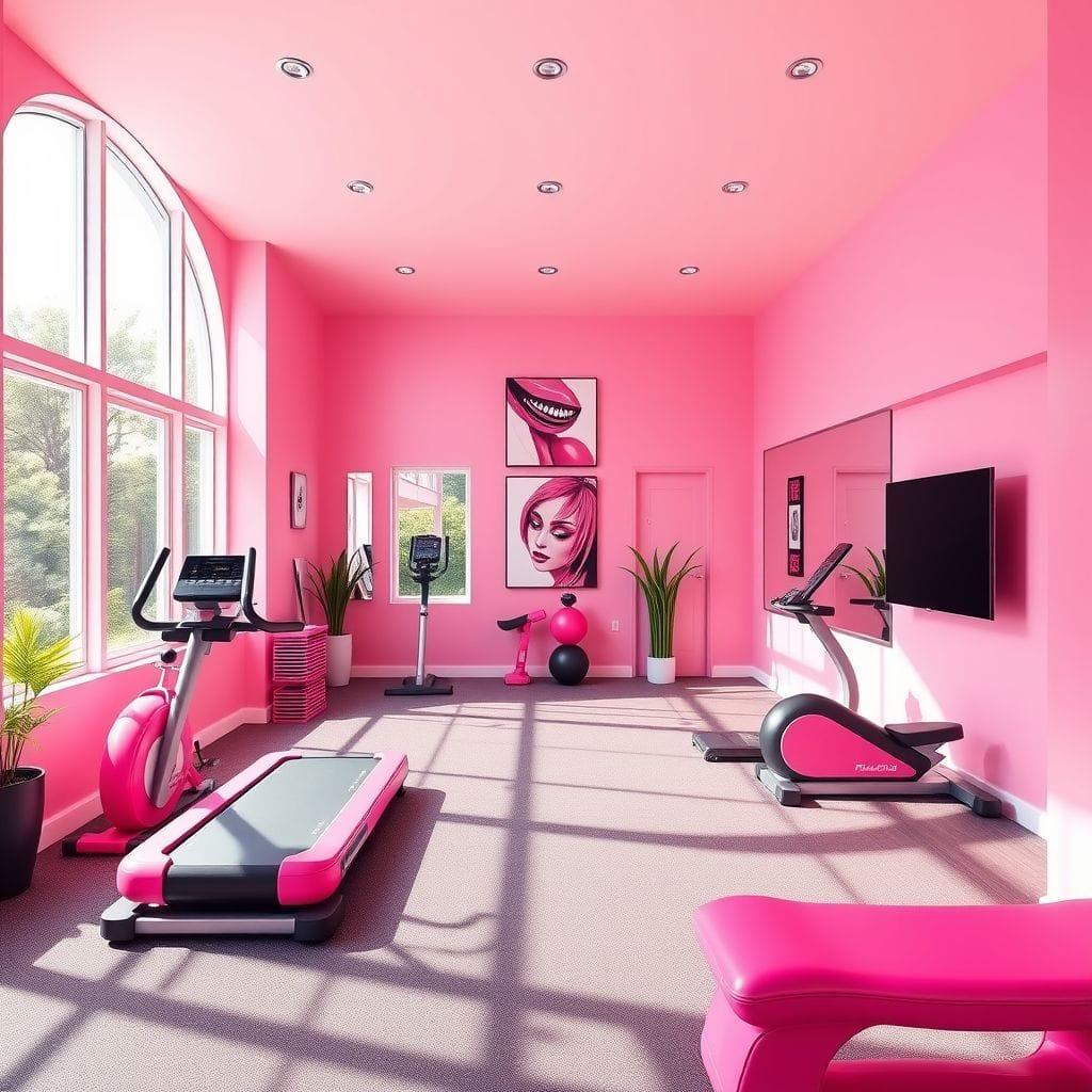Hot Pink home gym - AI Generated