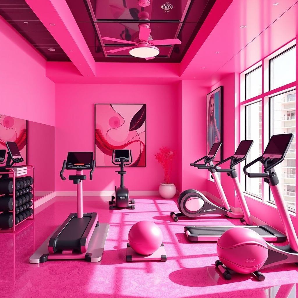 Hot Pink home gym - AI Generated