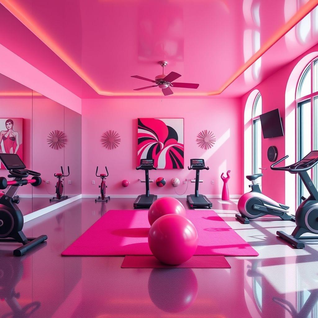 Hot Pink home gym - AI Generated