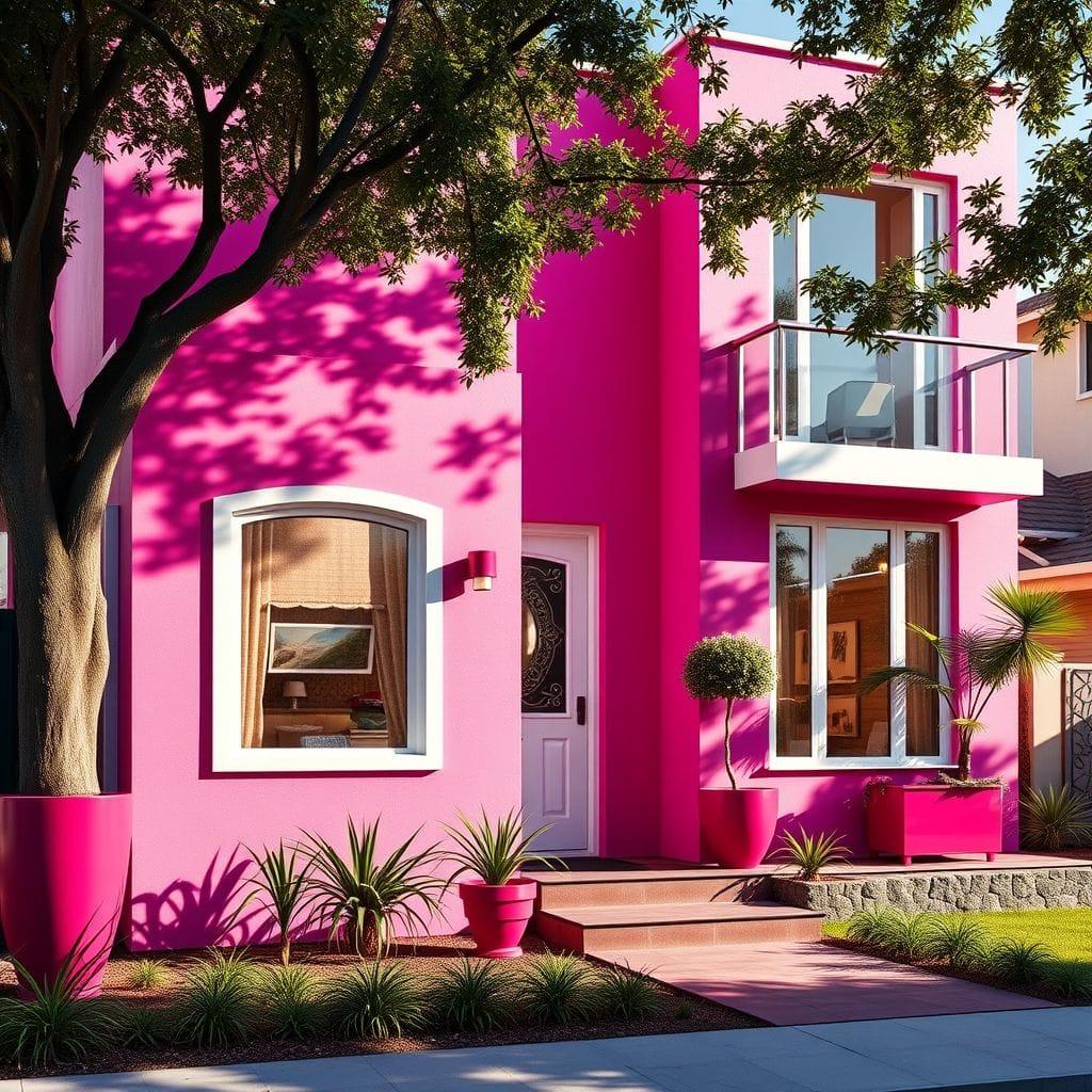 Hot Pink house exterior - AI Generated