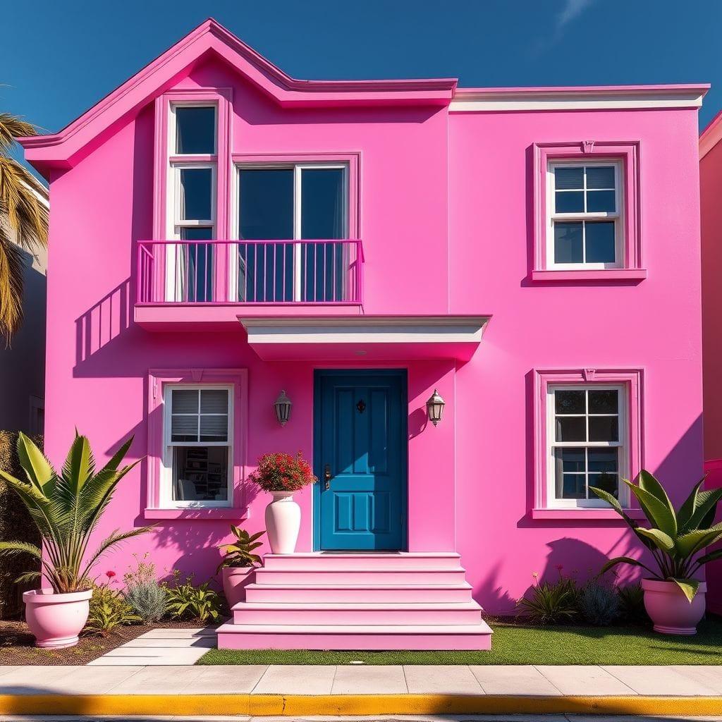 Hot Pink house exterior - AI Generated