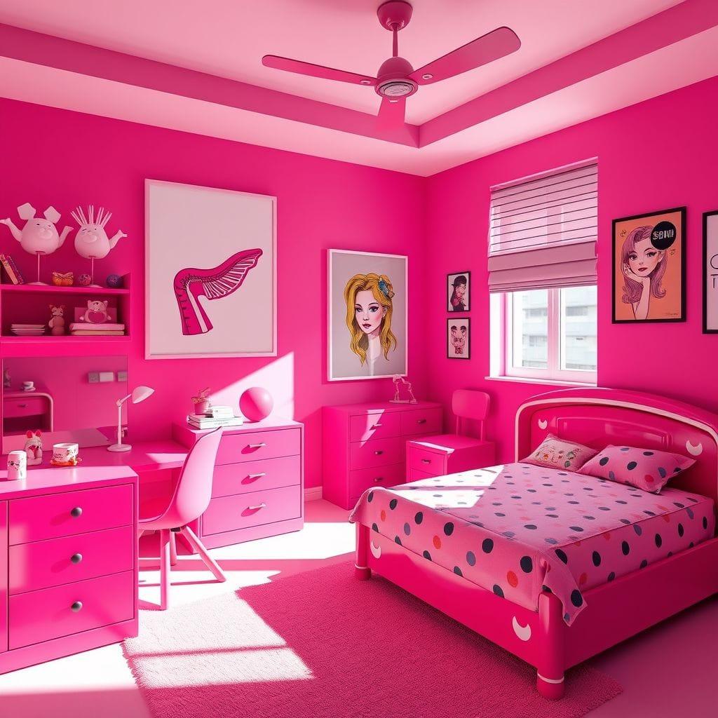 Hot Pink kids room - AI Generated