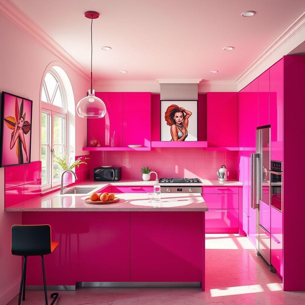 Hot Pink kitchen - AI Generated