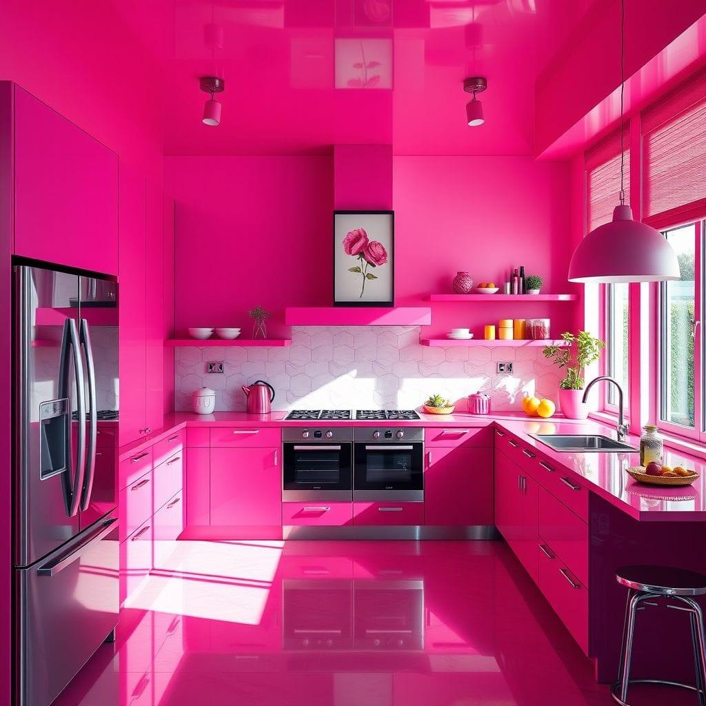 Hot Pink kitchen - AI Generated