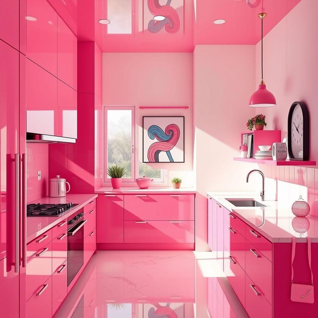 Hot Pink kitchen - AI Generated