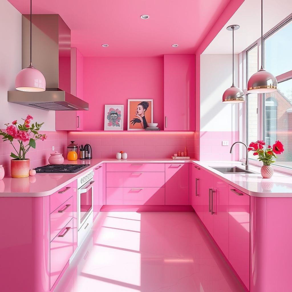 Hot Pink kitchen - AI Generated