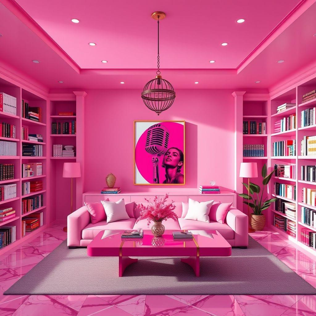 Hot Pink library - AI Generated