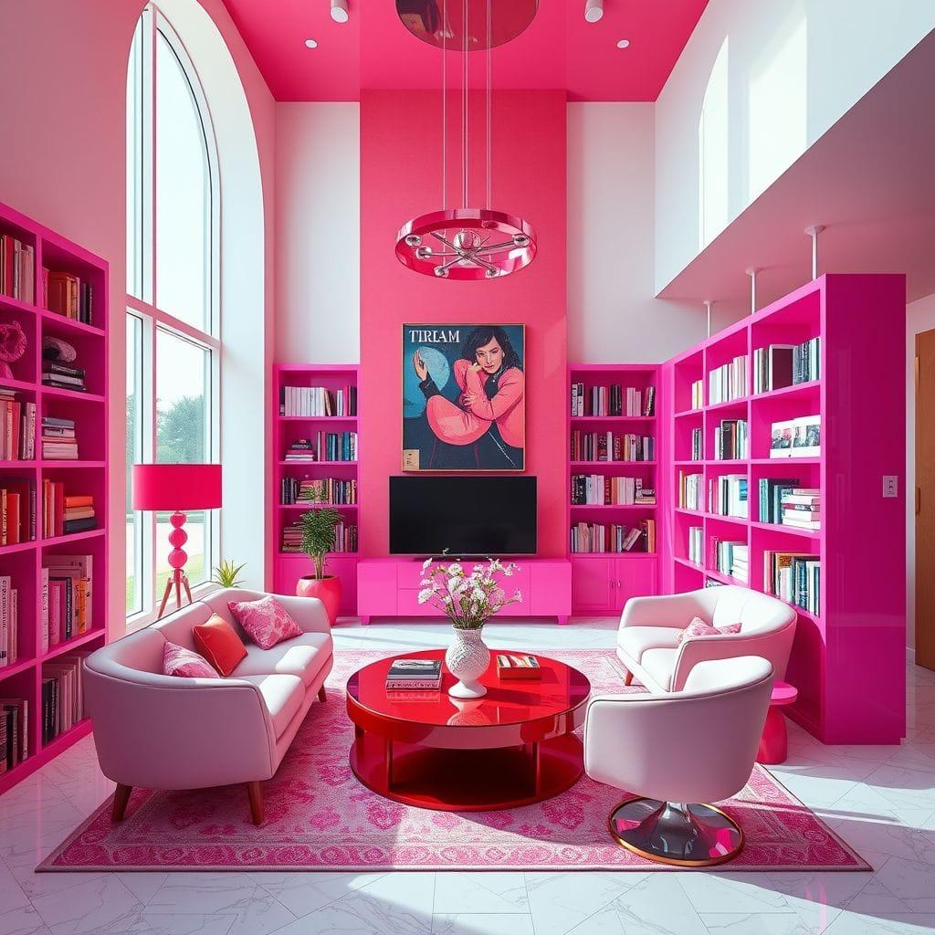 Hot Pink library - AI Generated