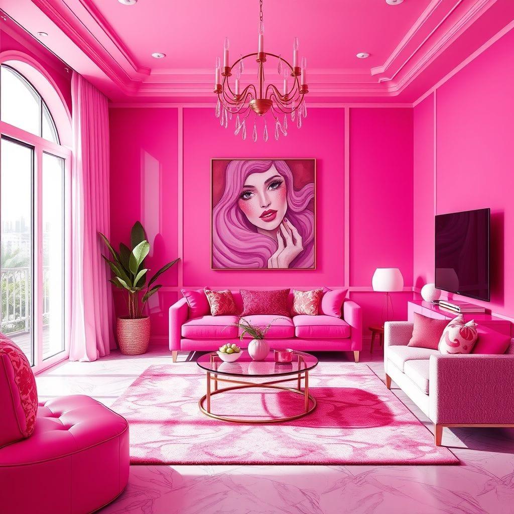 Hot Pink living room - AI Generated