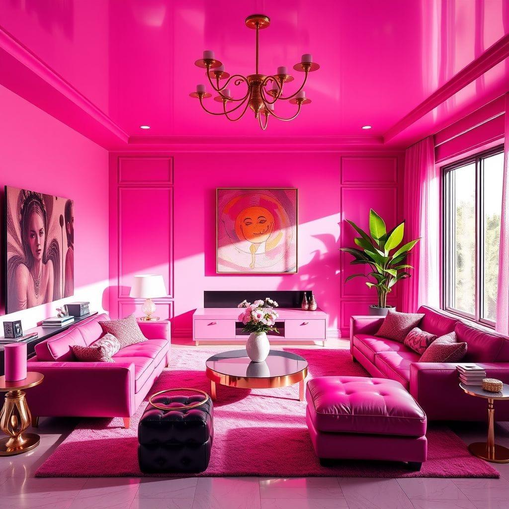 Hot Pink living room - AI Generated