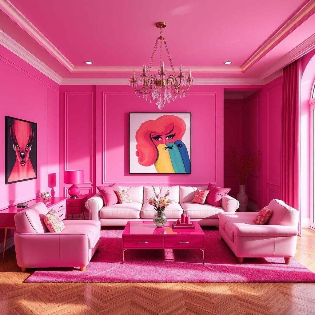 Hot Pink living room - AI Generated
