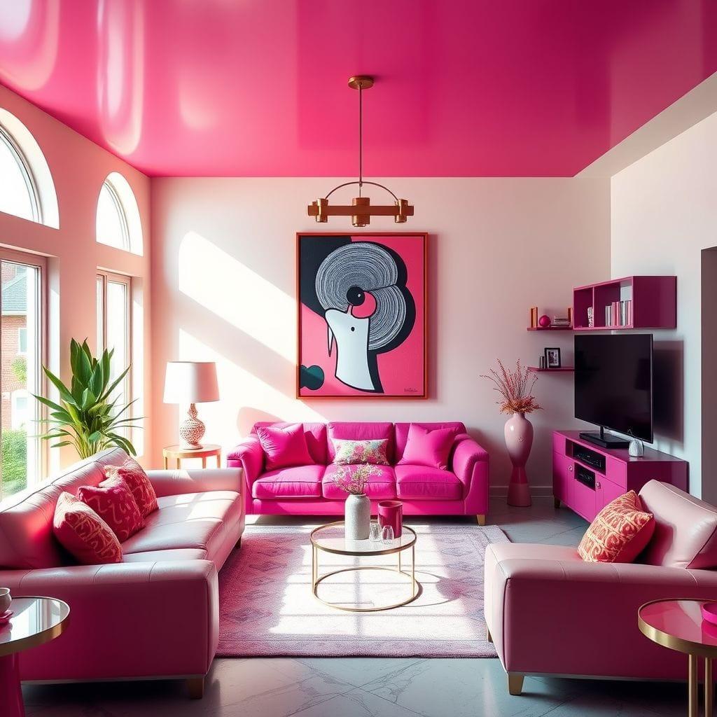 Hot Pink living room - AI Generated