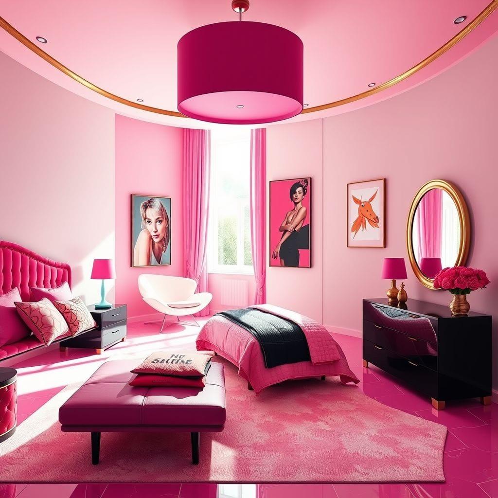 Hot Pink master bedroom - AI Generated