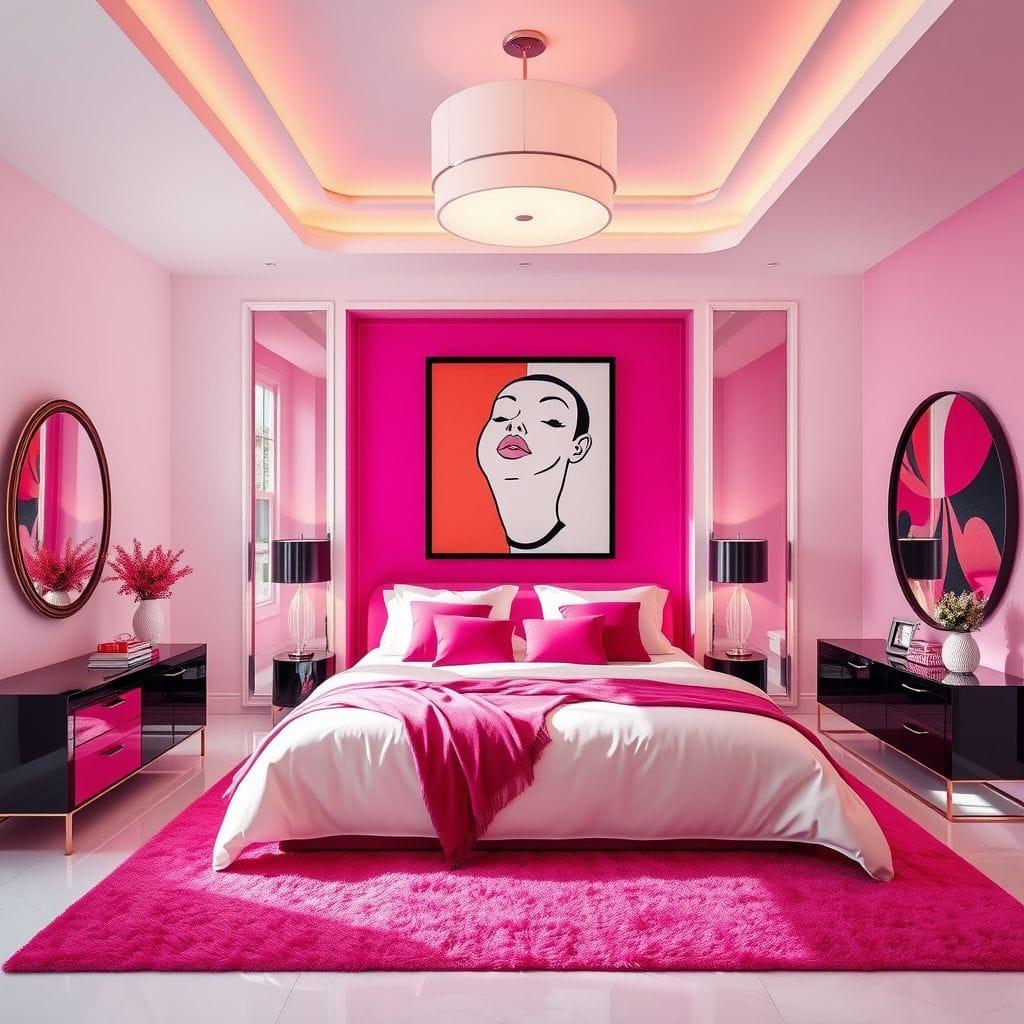 Hot Pink master bedroom - AI Generated
