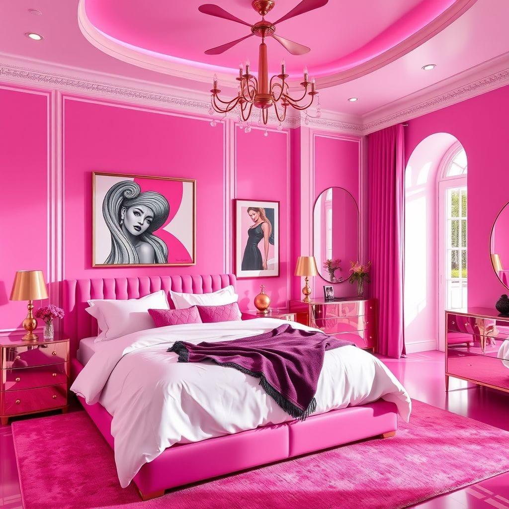 Hot Pink master bedroom - AI Generated