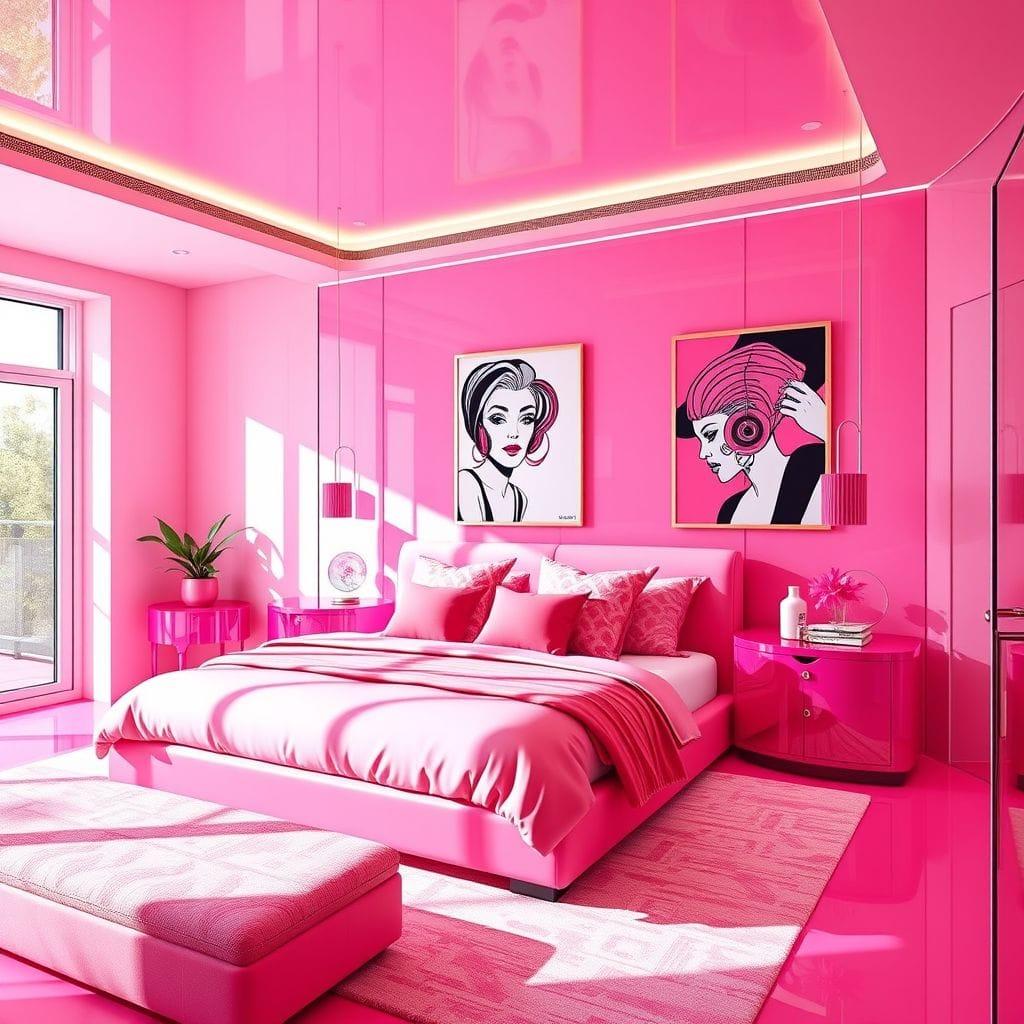 Hot Pink master bedroom - AI Generated