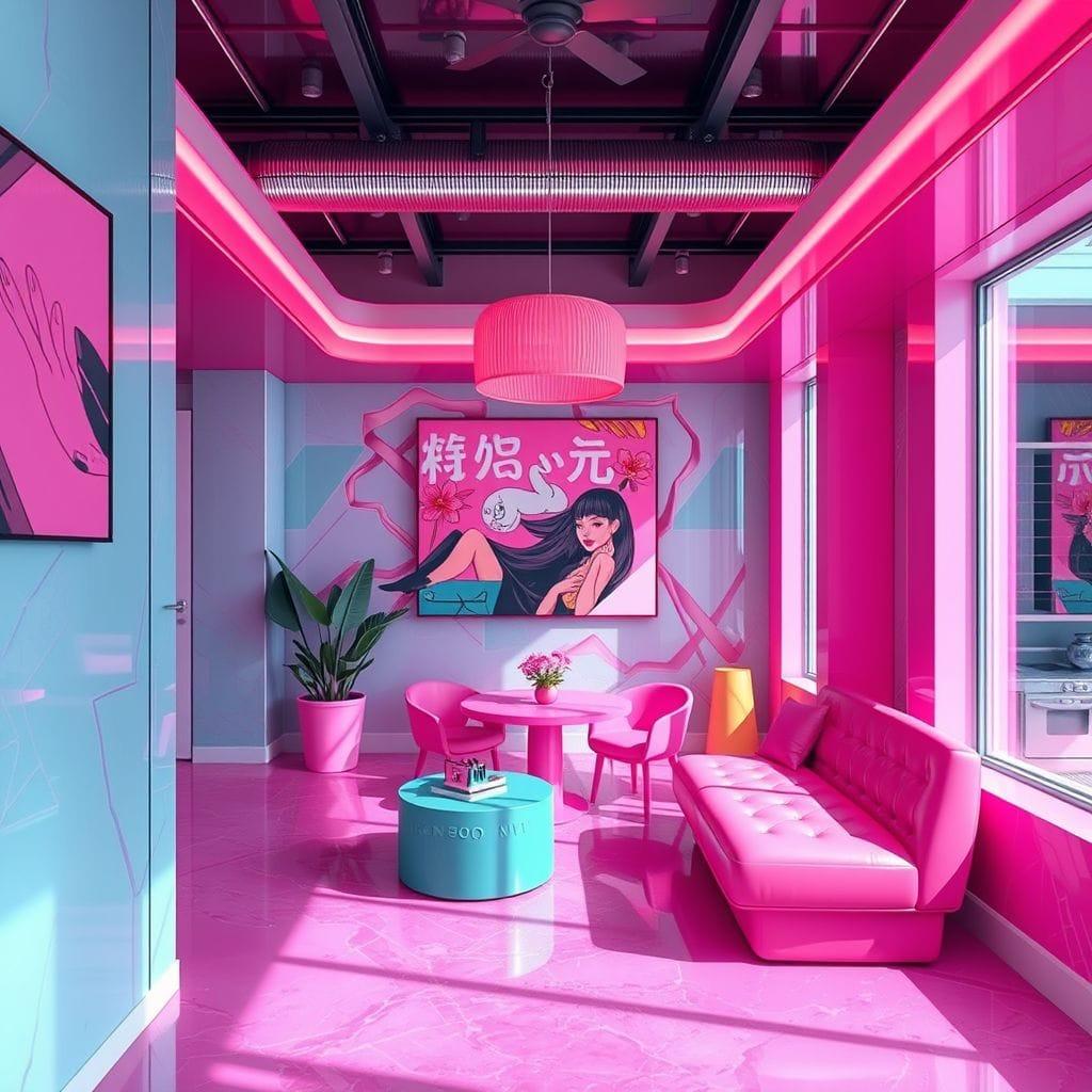 Hot Pink onsen - AI Generated