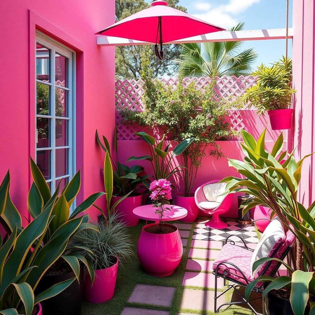 Hot Pink outdoor garden - AI Generated