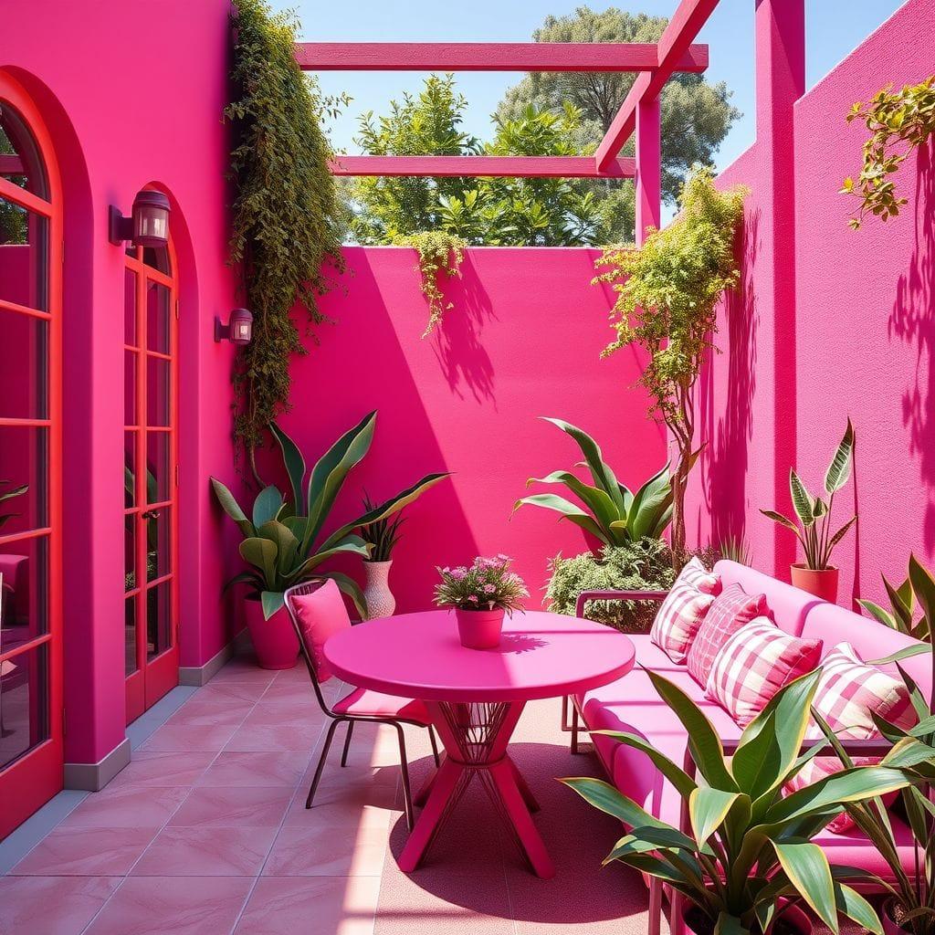 Hot Pink outdoor garden - AI Generated