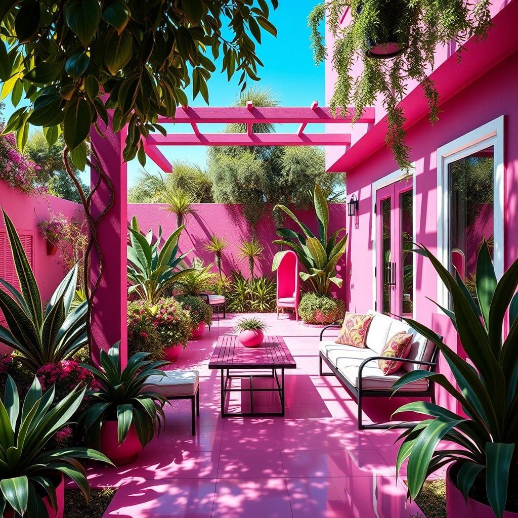Hot Pink outdoor garden - AI Generated