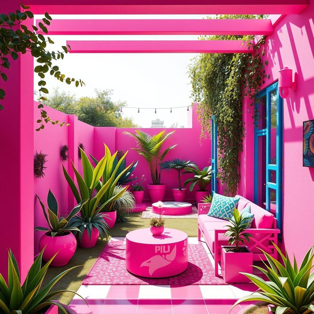 Hot Pink outdoor garden - AI Generated