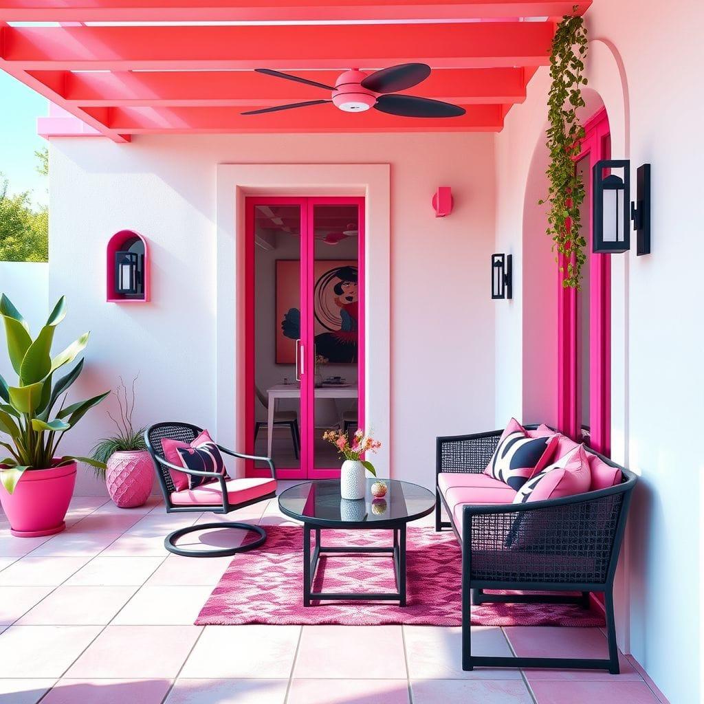 Hot Pink outdoor patio - AI Generated