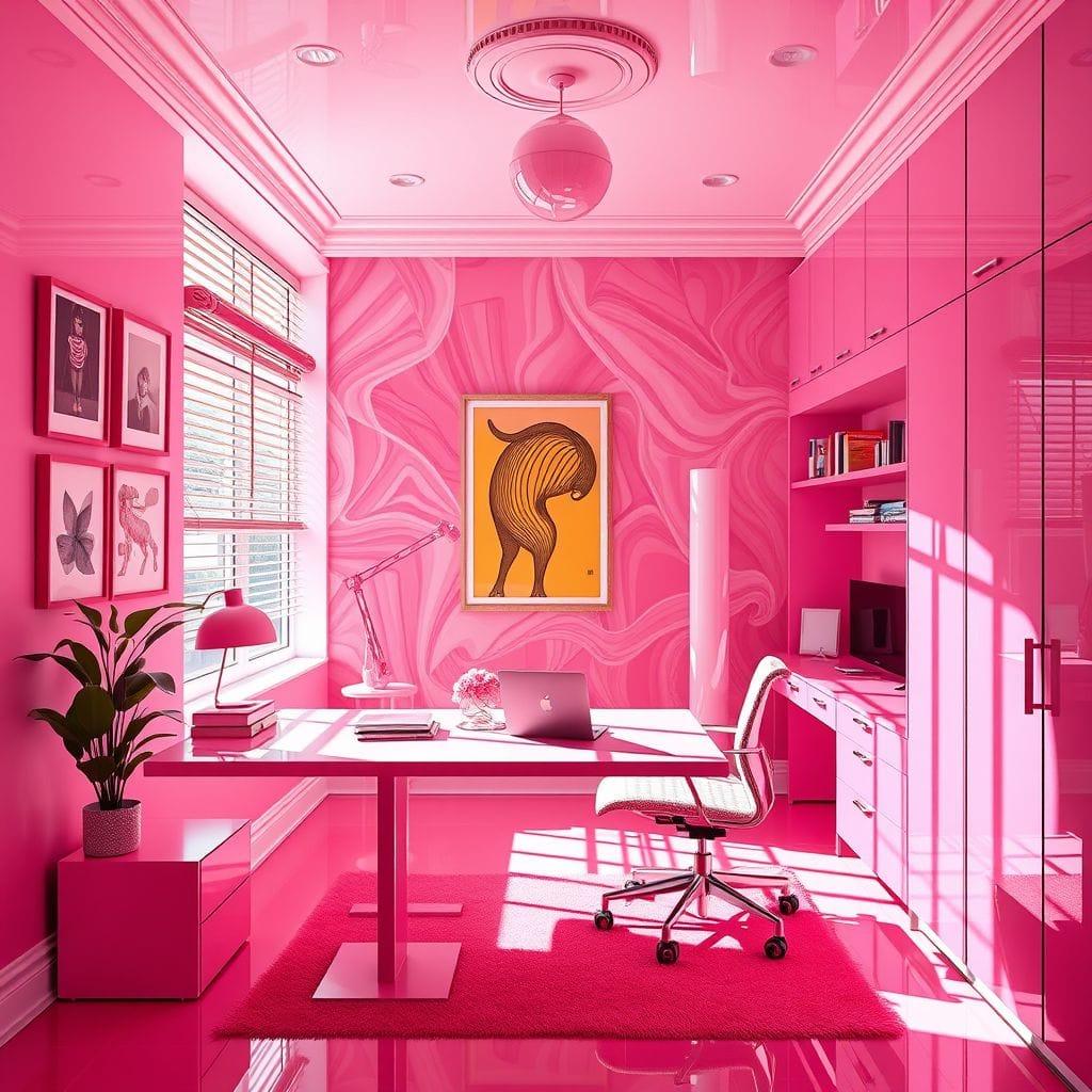 Hot Pink study room - AI Generated