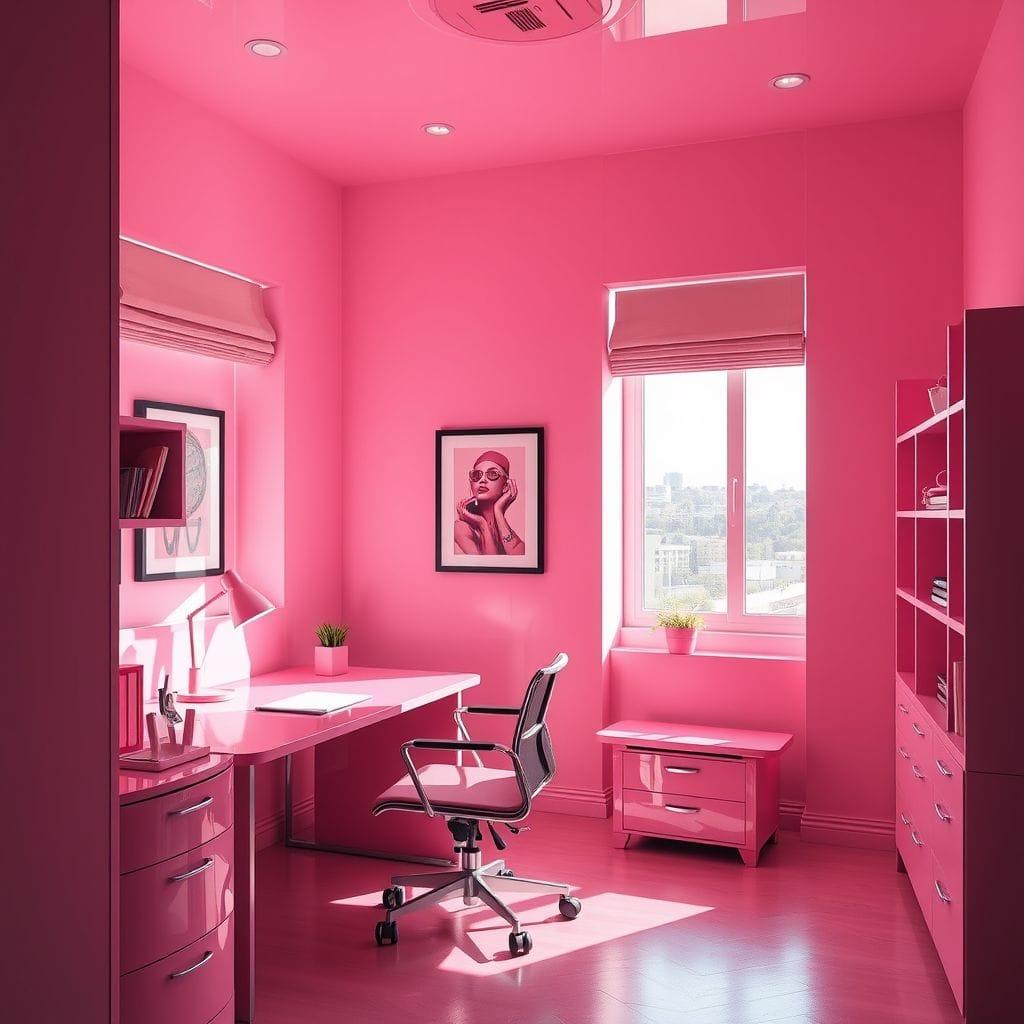 Hot Pink study room - AI Generated