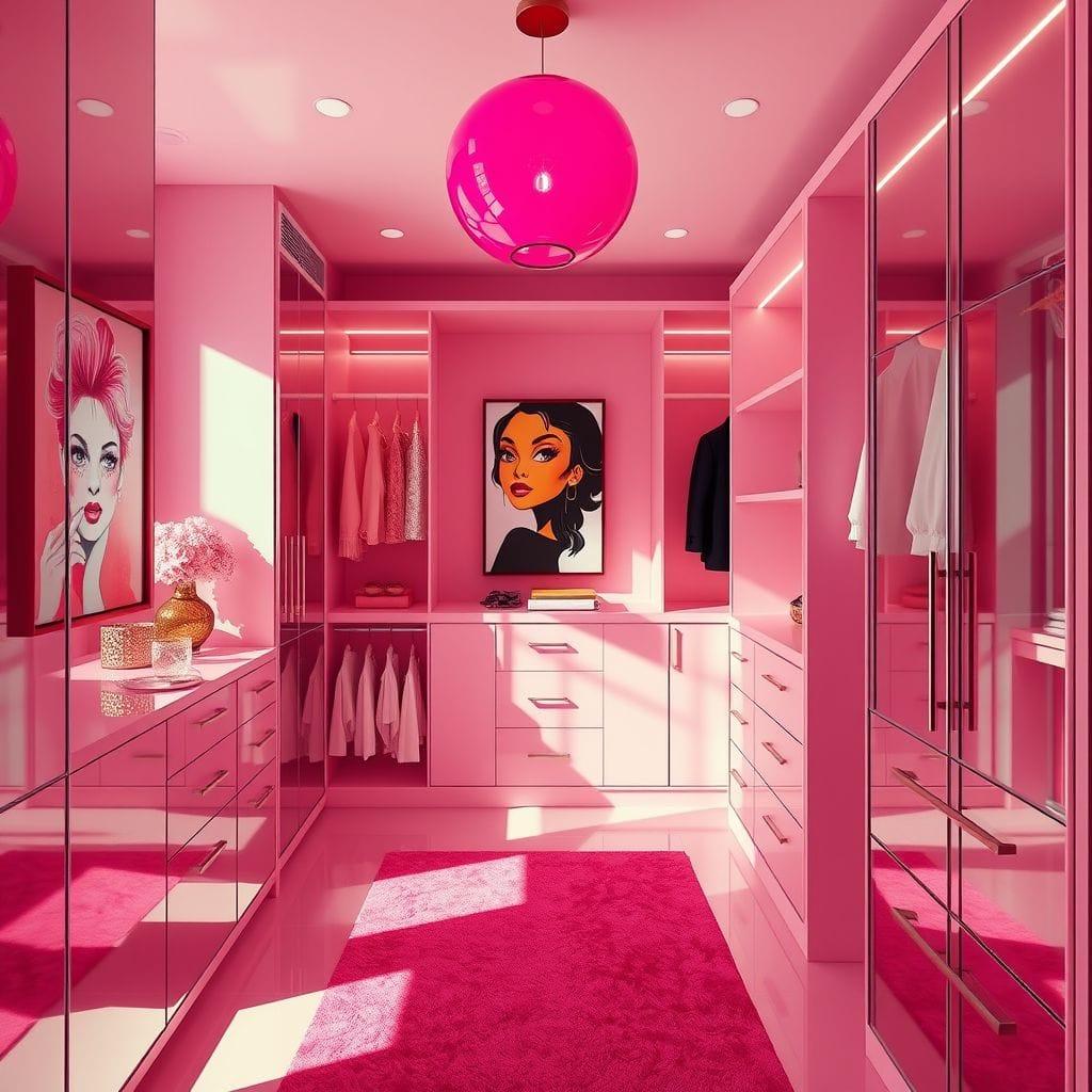 Hot Pink walk-in closet - AI Generated