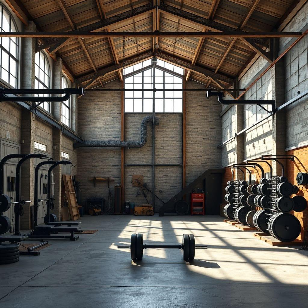 Industrial garage gym - AI Generated