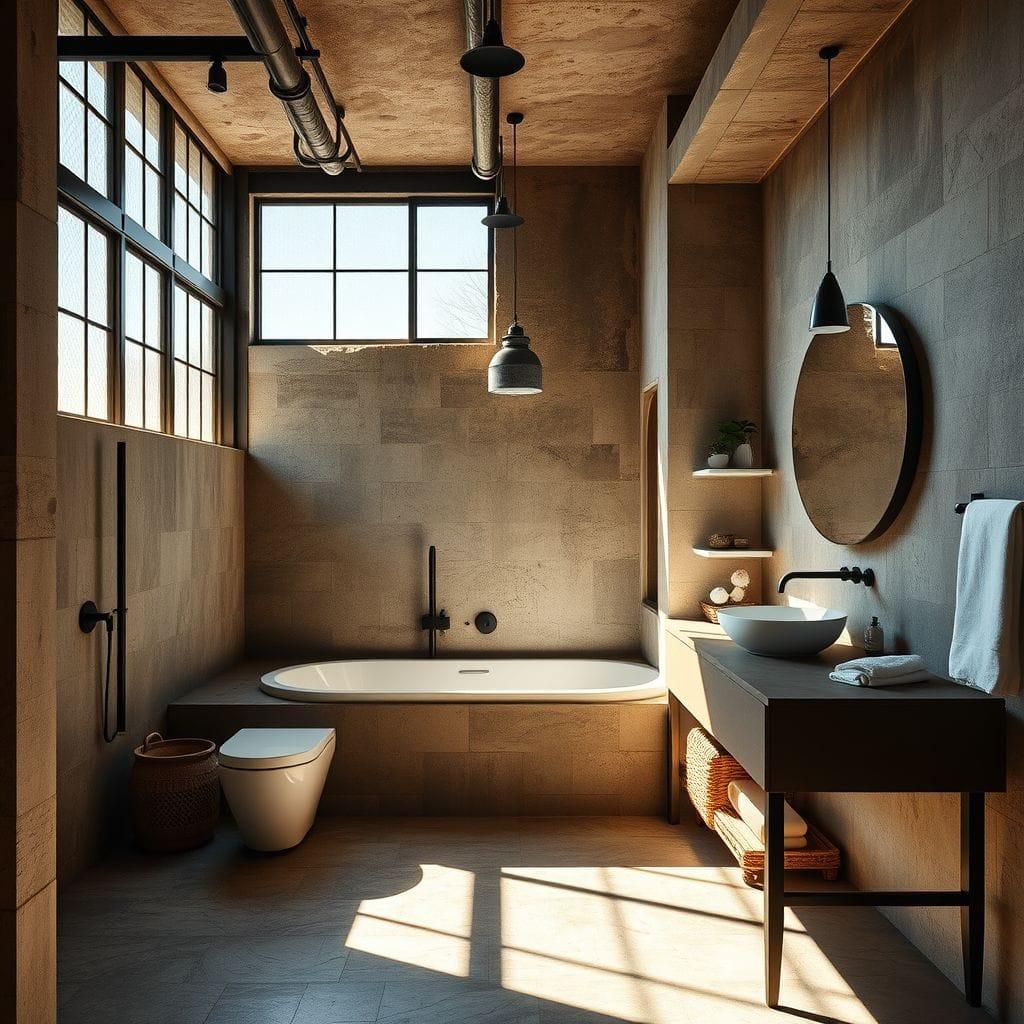 Industrial hotel bathroom - AI Generated